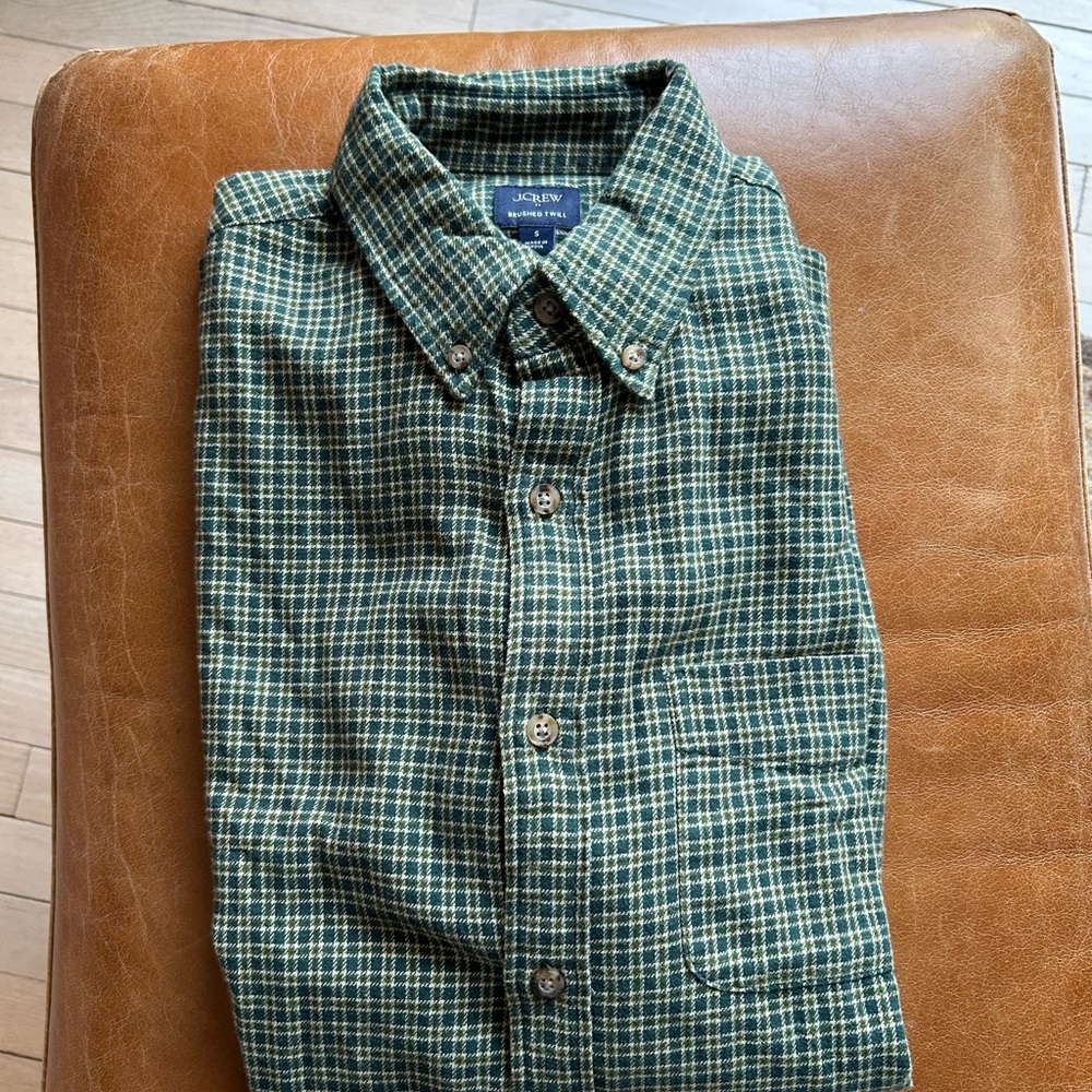 J. Crew Green and Cream Checked Button-Down Shirt Authentic India Perfect! 💥